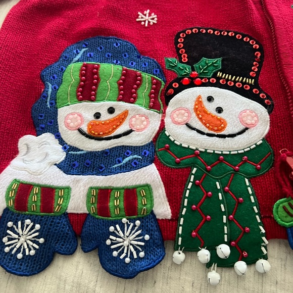 Christmas Sweater XL Size Shaver Lake snowman embroidered with beading F… - Picture 4 of 5